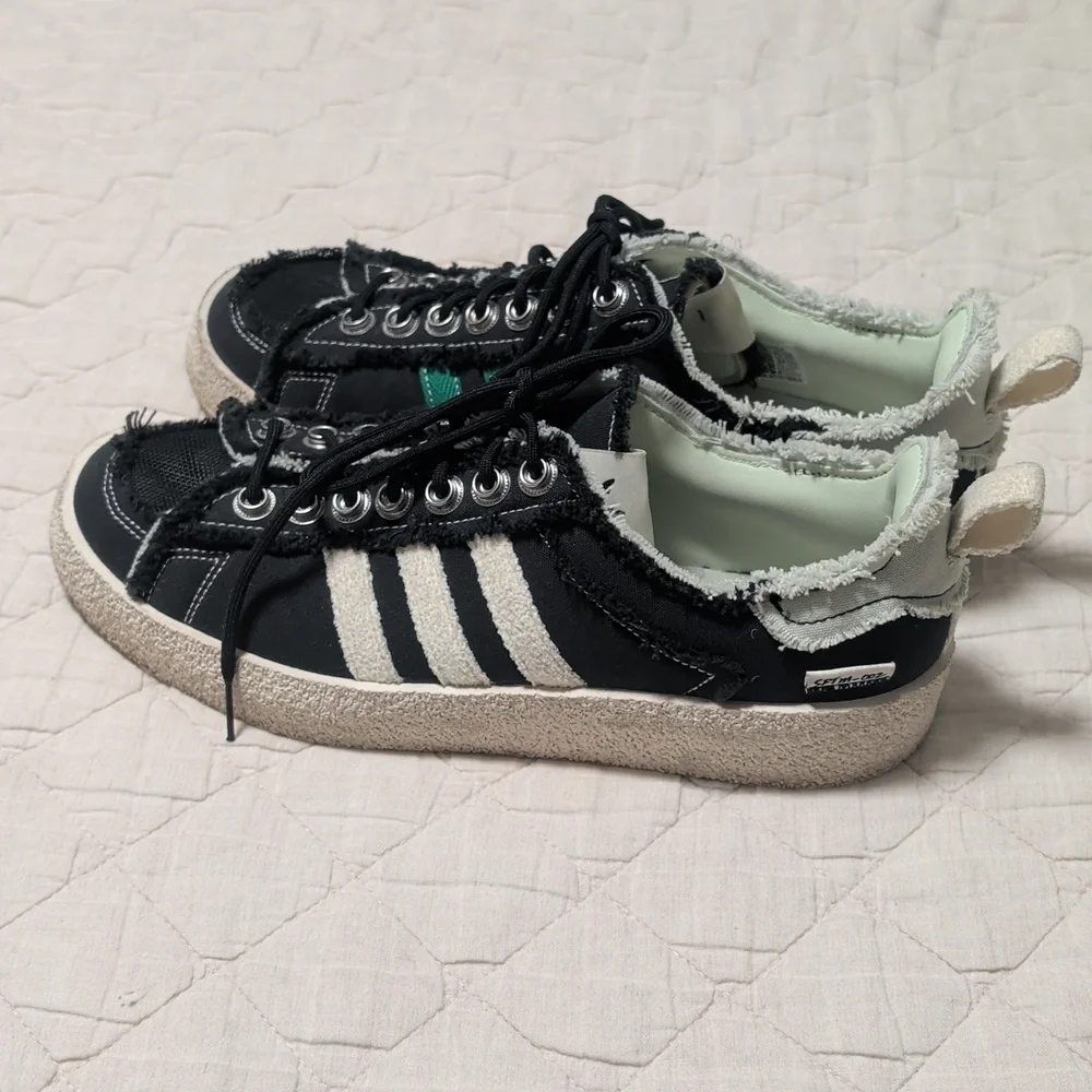Adidas Campus 80s X S.F.T.M. Black Canvas Low-Top Sneakers with White Stripes